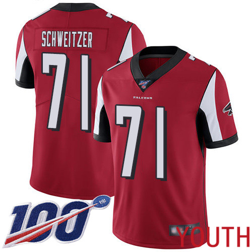 Atlanta Falcons Limited Red Youth Wes Schweitzer Home Jersey NFL Football #71 100th Season Vapor Untouchable->youth nfl jersey->Youth Jersey